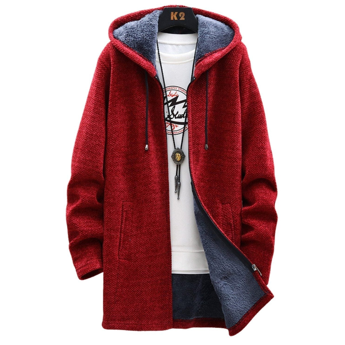 Sweat long zippé à capuche ajustable pour femme