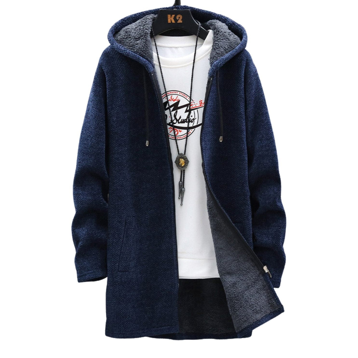 Sweat long zippé à capuche ajustable pour femme