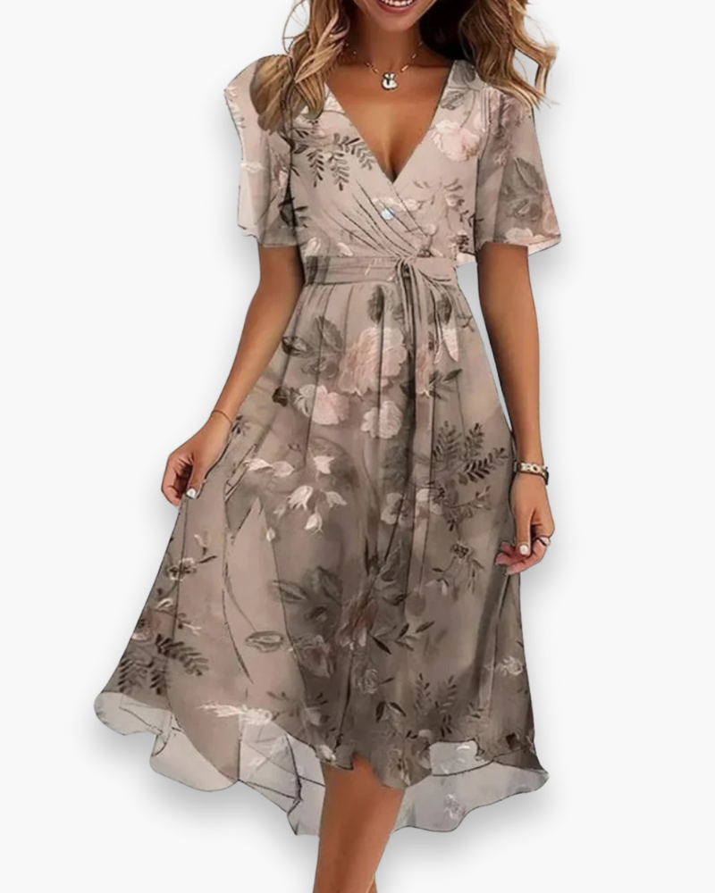 Robe Midi Femme Bohème Fluide À Imprimé Floral