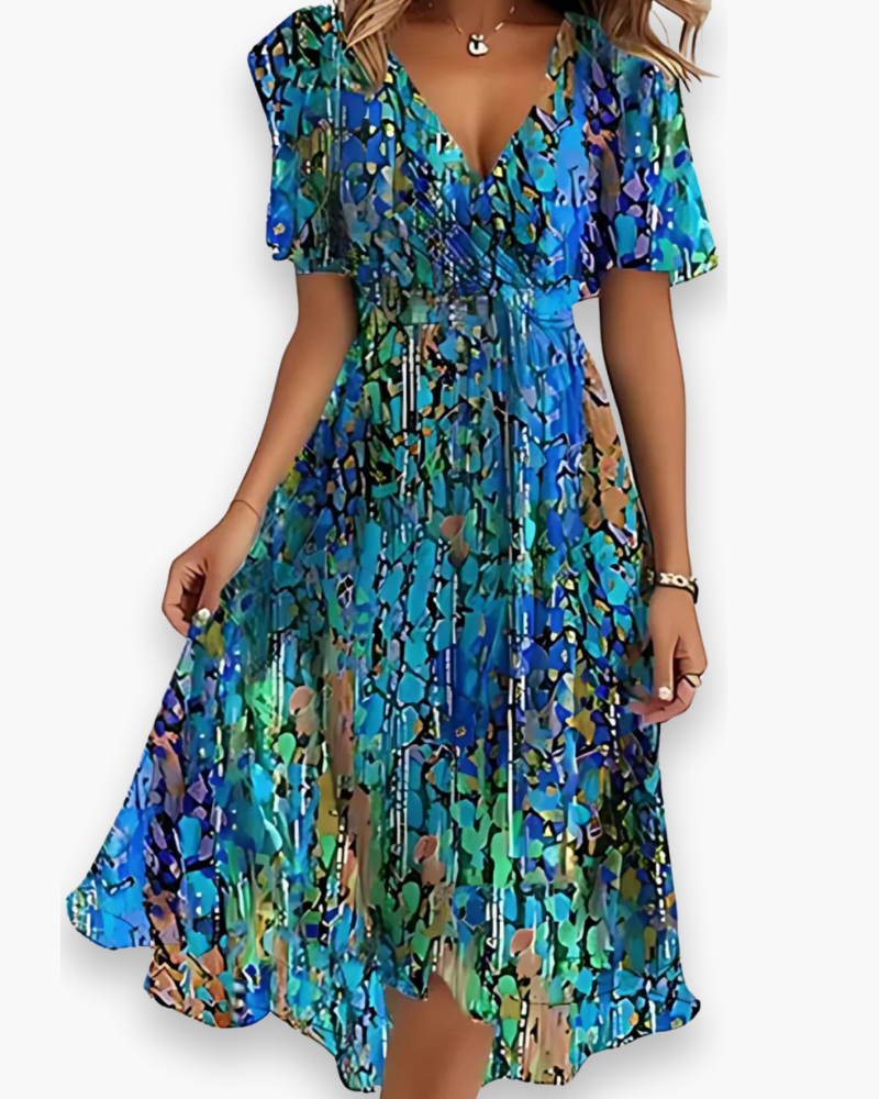 Robe Midi Femme Bohème Fluide À Imprimé Floral