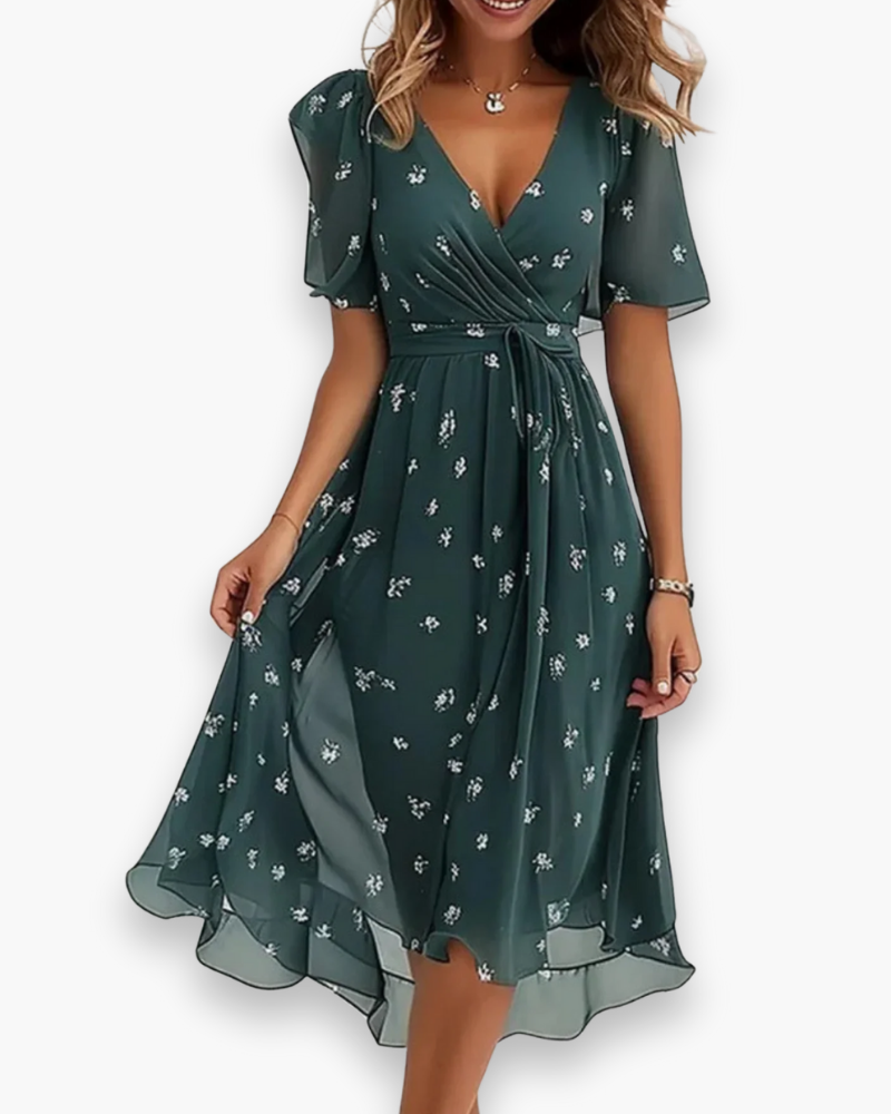 Robe Midi Femme Bohème Fluide À Imprimé Floral