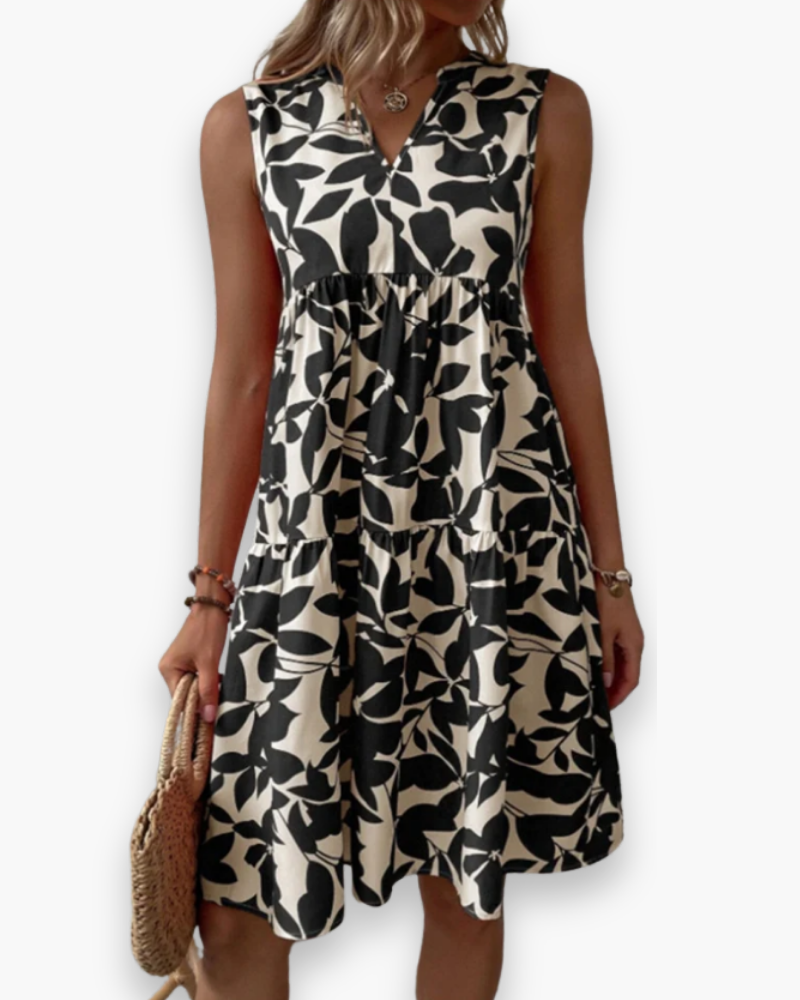 Robe Courte Femme Évasée Chic À Imprimé Graphique