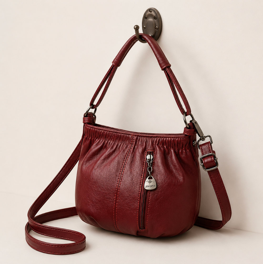 Sac à main froncé | Avec poche zippée à l'avant