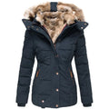 Parka Femme Hiver À Capuche Doublée De Fourrure
