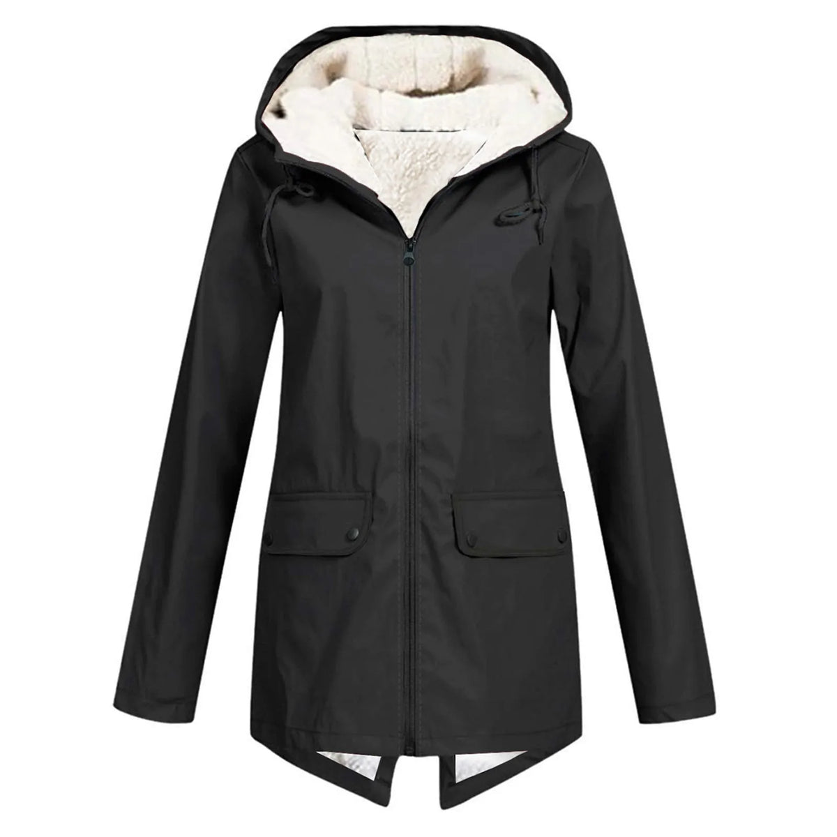 Parka Femme Longue Doublée Polaire Avec Capuche Et Poches