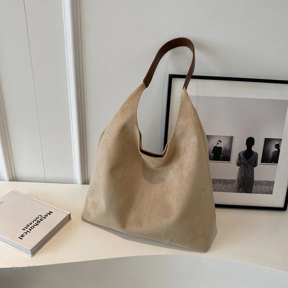 Sac Cabas Femme En Daim Souple Grande Contenance