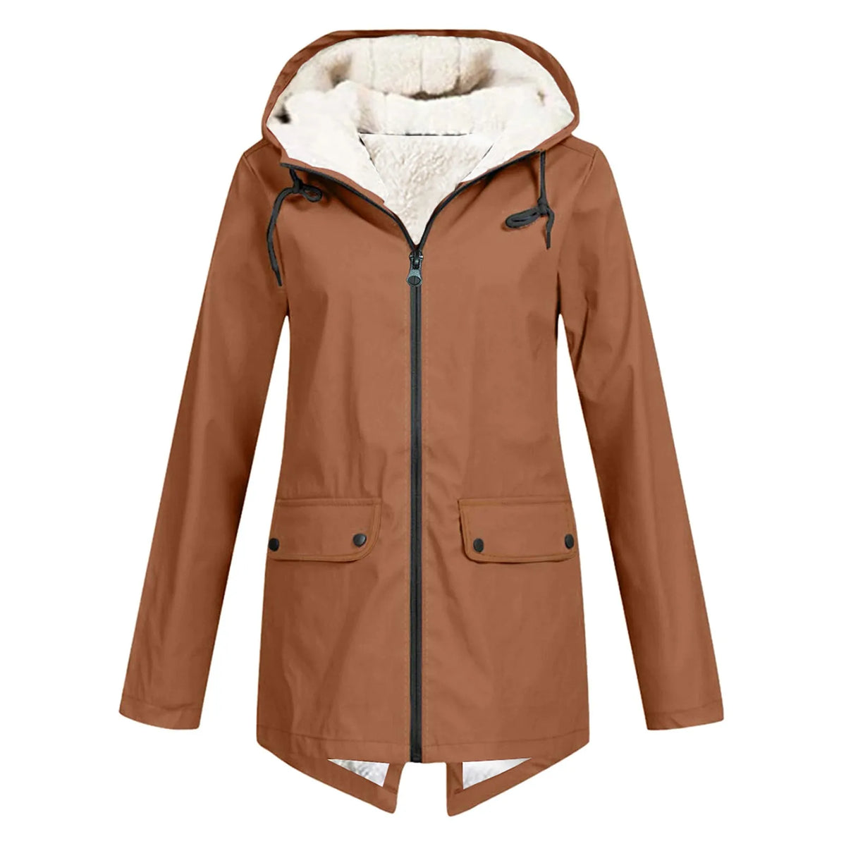 Parka Femme Longue Doublée Polaire Avec Capuche Et Poches