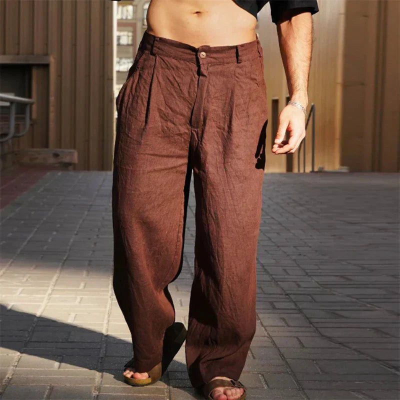 Pantalon En Lin Femme Fluide Et Léger Coupe Décontractée