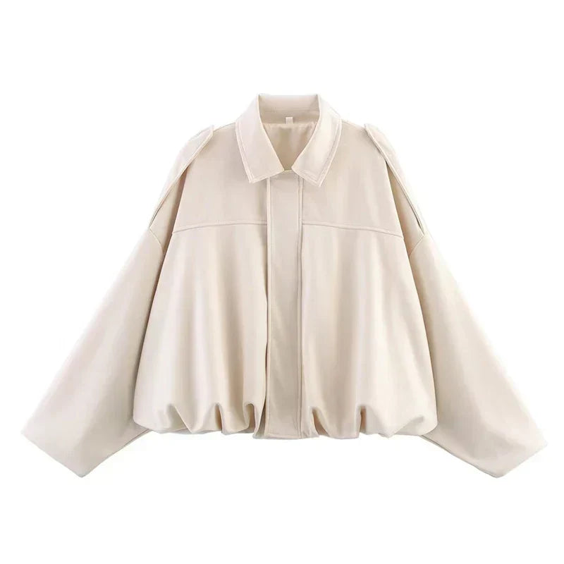 Bomber oversize vert olive à finition vintage pour femme