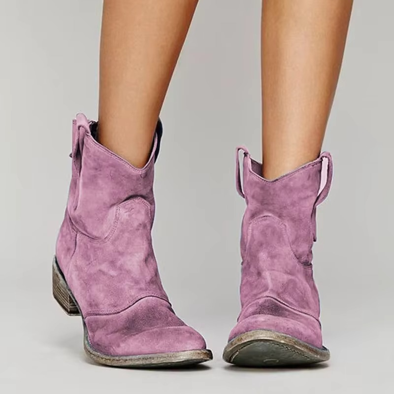 Bottines femme style western à bout pointu et talon bas