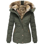 Parka Femme Hiver À Capuche Doublée De Fourrure