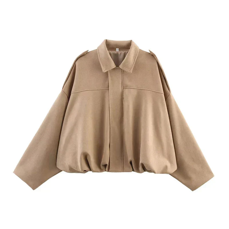 Bomber oversize vert olive à finition vintage pour femme