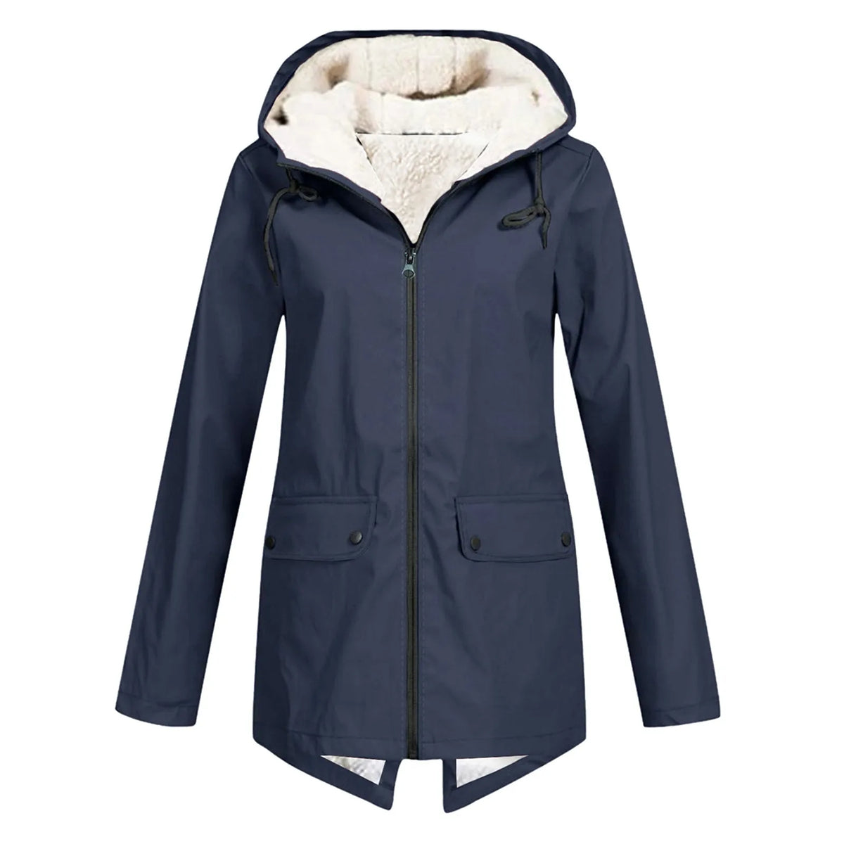 Parka Femme Longue Doublée Polaire Avec Capuche Et Poches