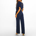 Combinaison Femme Fluide À Jambes Larges Et Ceinture Nouée
