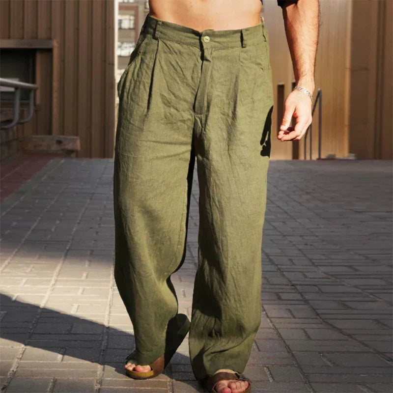 Pantalon En Lin Femme Fluide Et Léger Coupe Décontractée