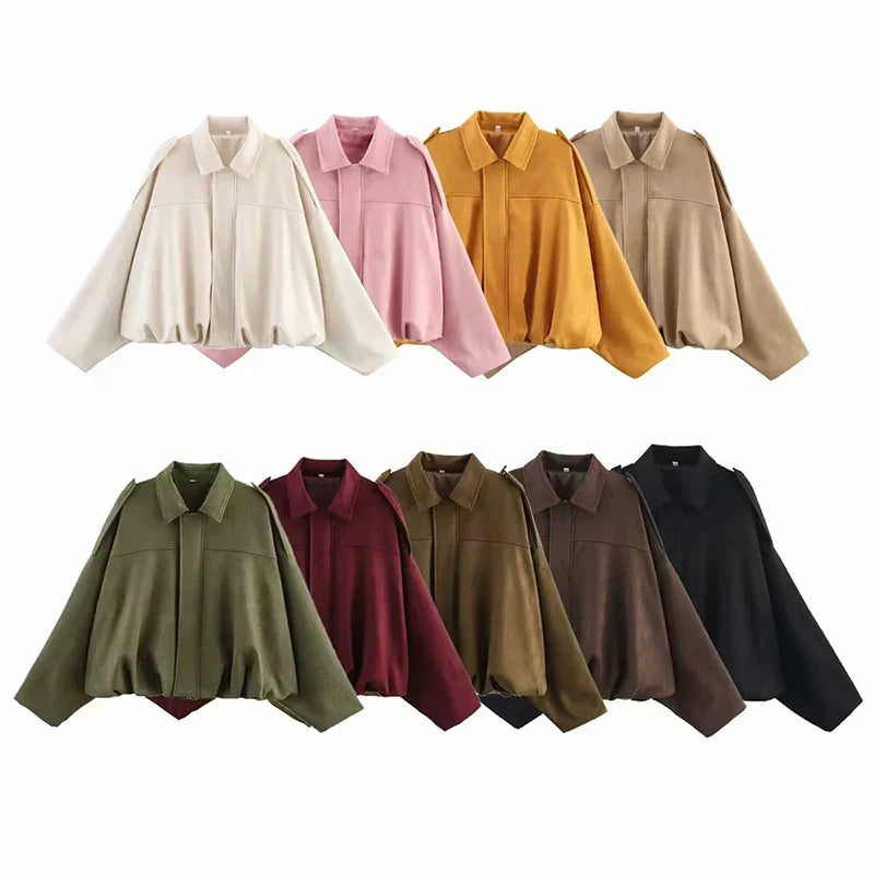Bomber oversize vert olive à finition vintage pour femme