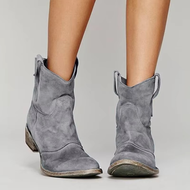 Bottines femme style western à bout pointu et talon bas