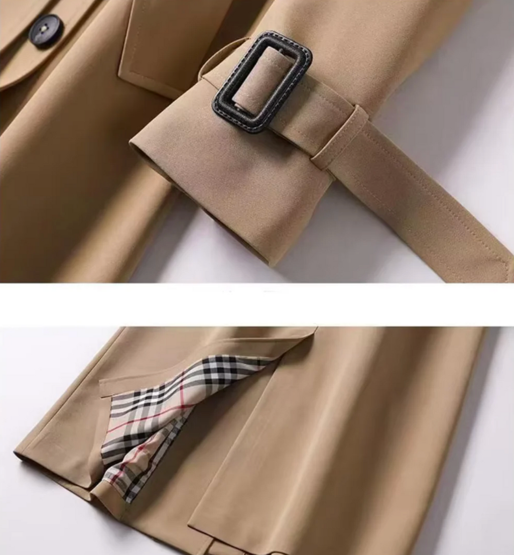 Trench Coat Femme Ceinturé Imperméable Mi-Saison