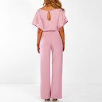 Combinaison Femme Fluide À Jambes Larges Et Ceinture Nouée