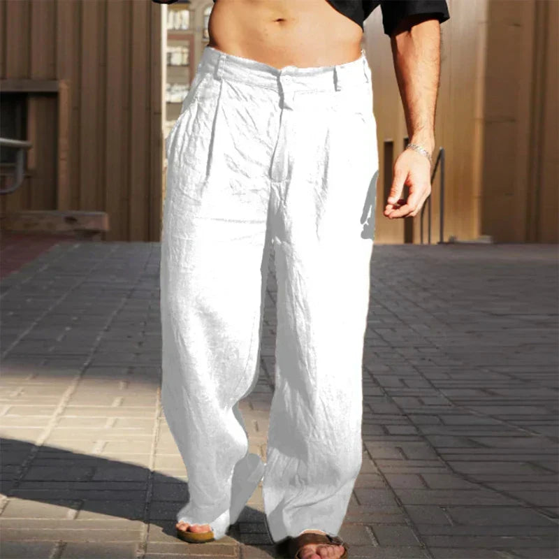 Pantalon En Lin Femme Fluide Et Léger Coupe Décontractée