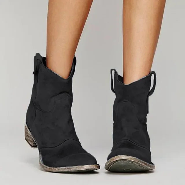 Bottes cowboy vintage à la cheville pour femme