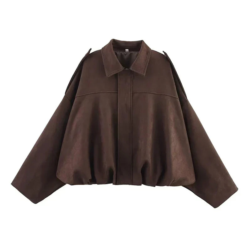 Bomber oversize vert olive à finition vintage pour femme