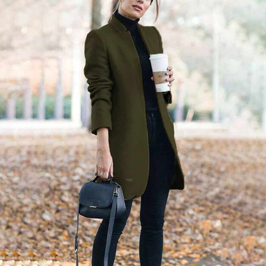 Manteau Long Femme Cintré Et Boutonné Mi-Saison