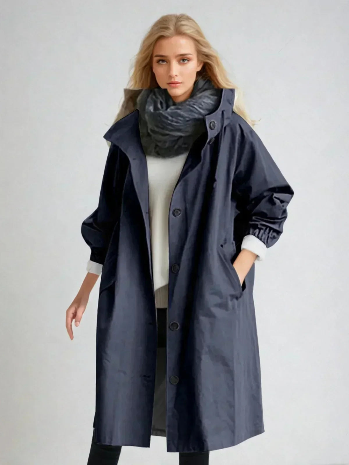 Veste de pluie légère à capuche et cordon pour femme