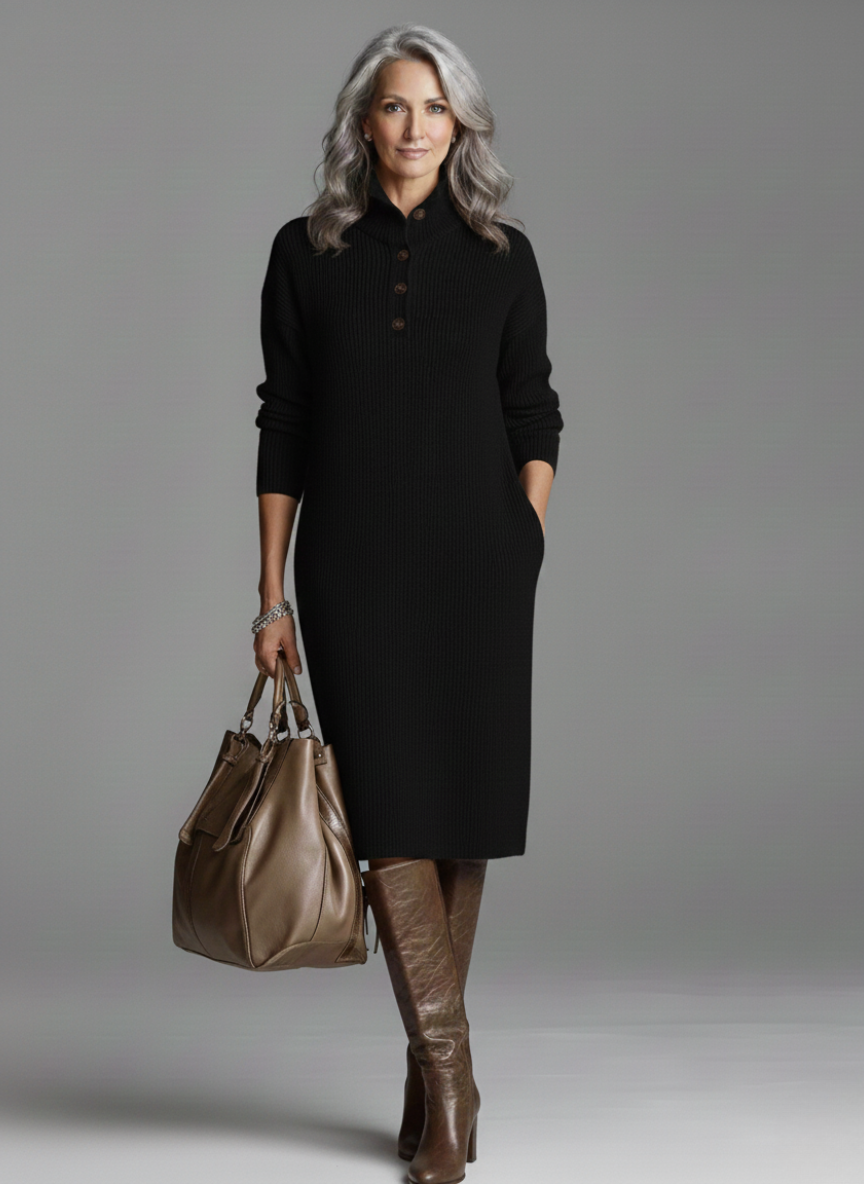 Robe Midi Côtelée Femme