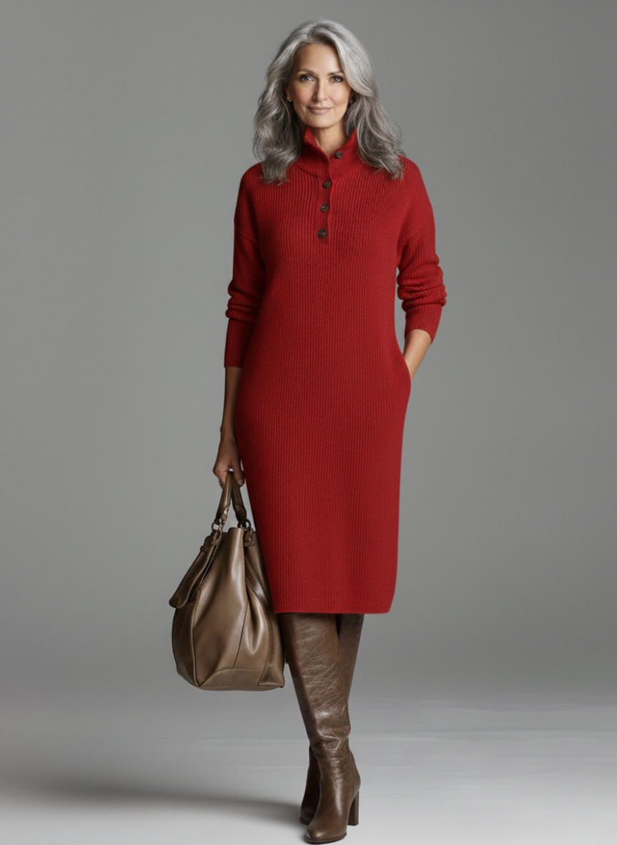 Robe Midi Côtelée Femme