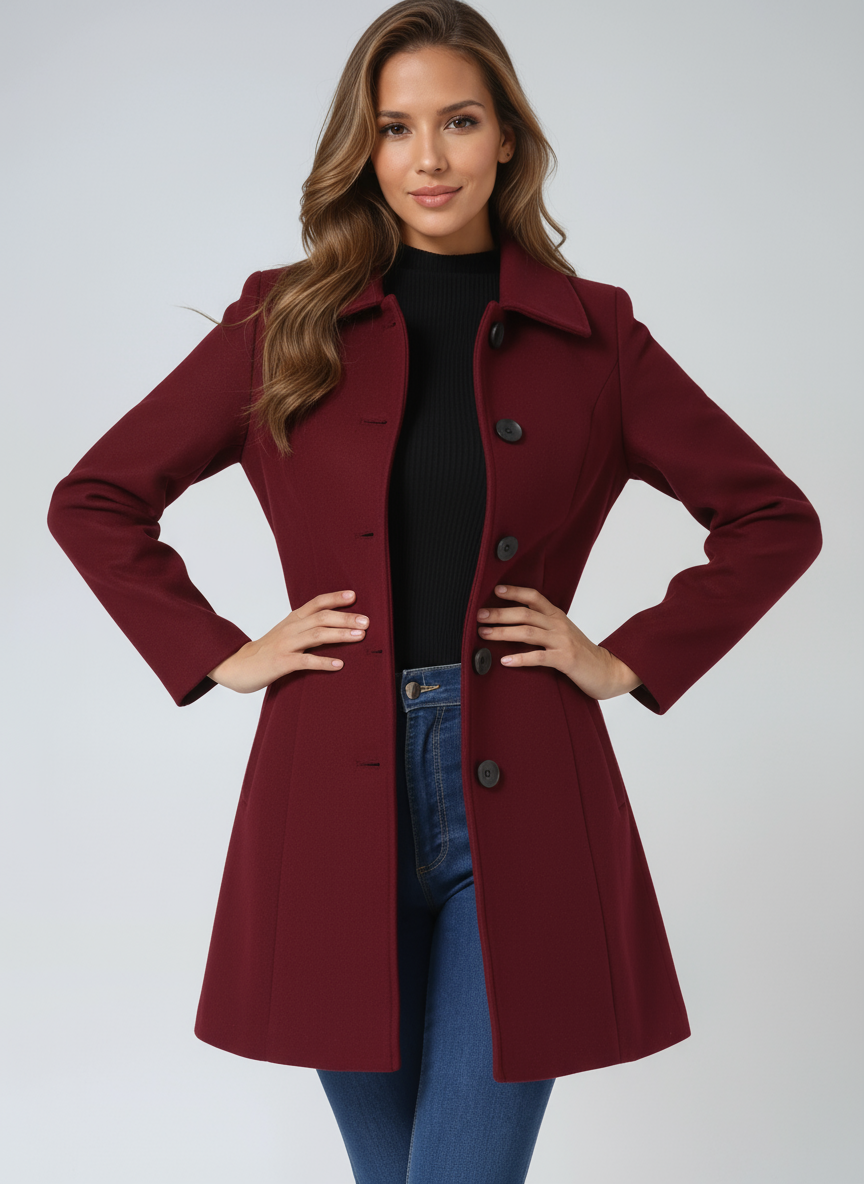 Trench Femme Hiver À Simple Boutonnage Et Coupe Ajustée