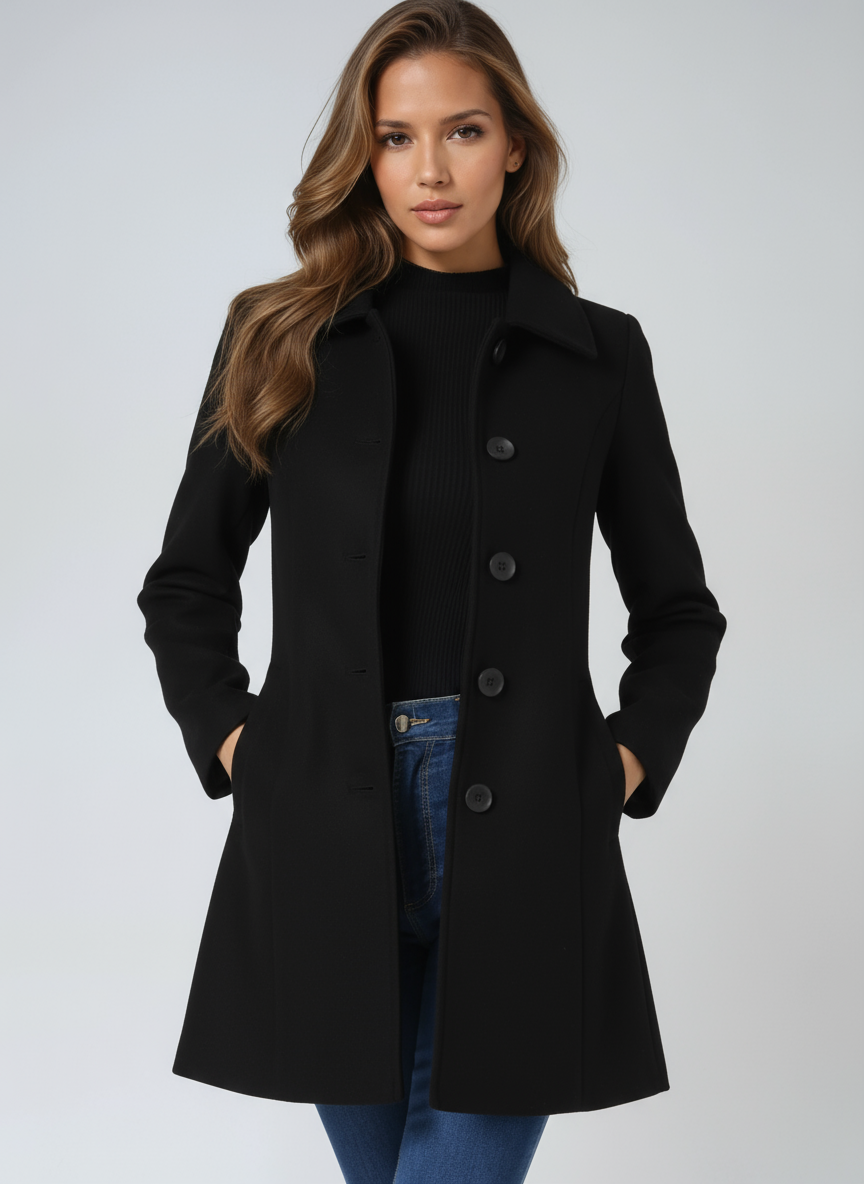 Trench Femme Hiver À Simple Boutonnage Et Coupe Ajustée