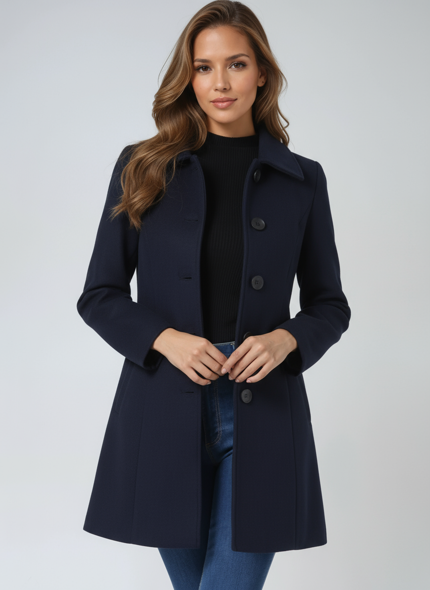Trench Femme Hiver À Simple Boutonnage Et Coupe Ajustée