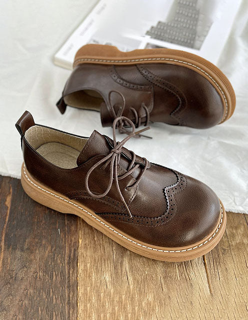 Chaussures Oxford Femme À Bout Carré Large Et Détails Brogue