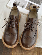 Chaussures Oxford Femme À Bout Carré Large Et Détails Brogue