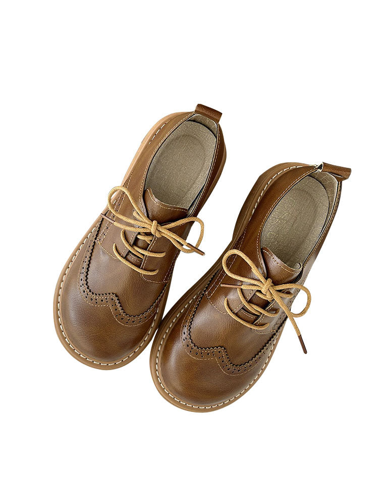 Chaussures Oxford Femme À Bout Carré Large Et Détails Brogue