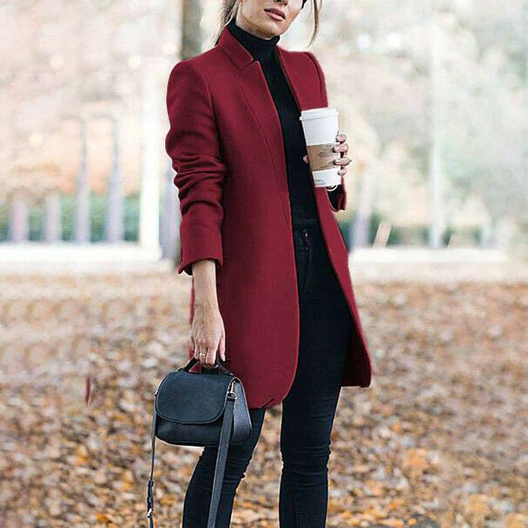 Manteau Long Femme Cintré Et Boutonné Mi-Saison