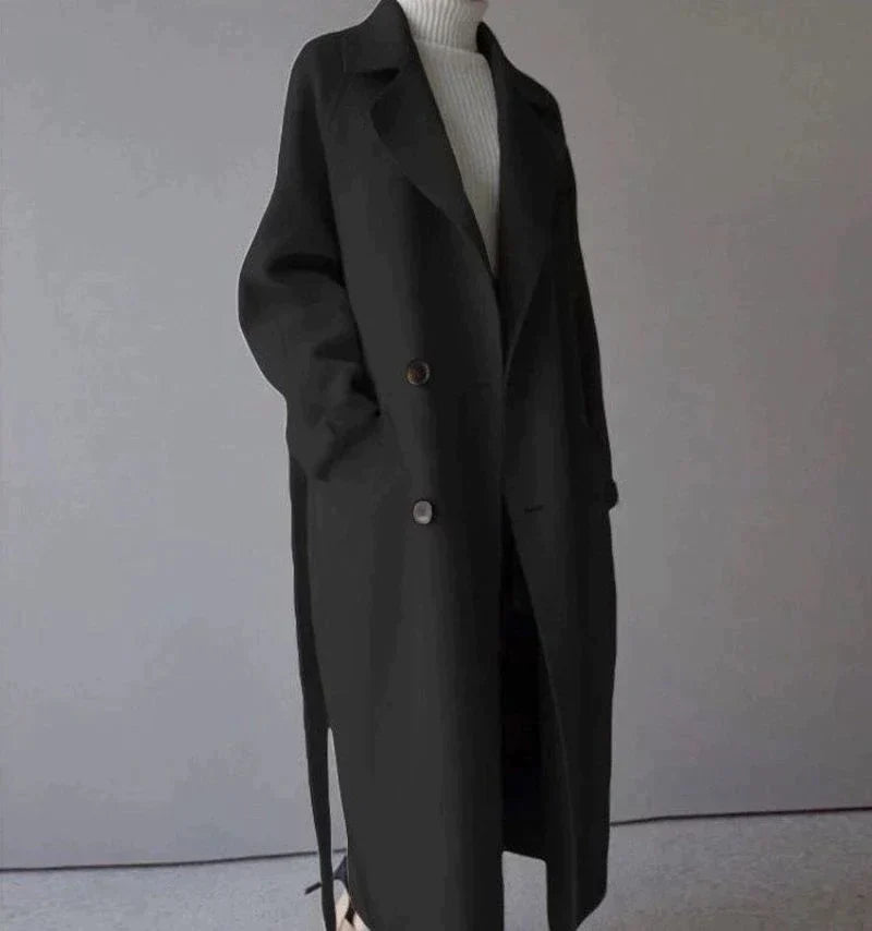 Manteau long en laine élégant et isolant pour femme