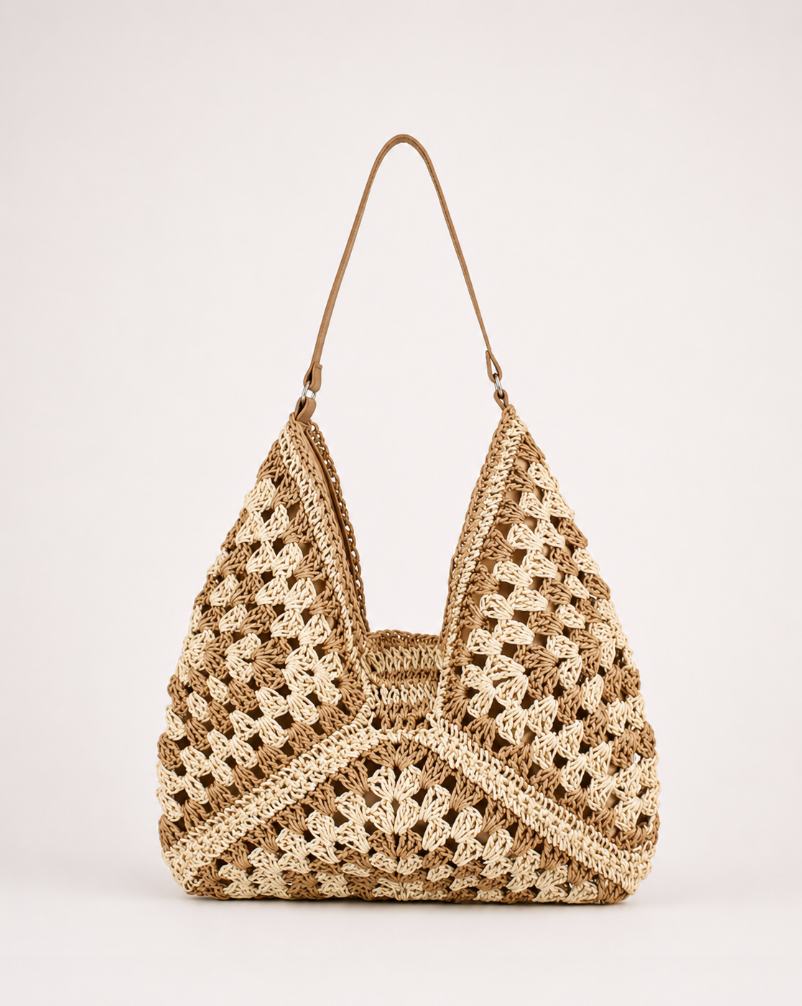 Sac cabas tressé femme à porter à l'épaule
