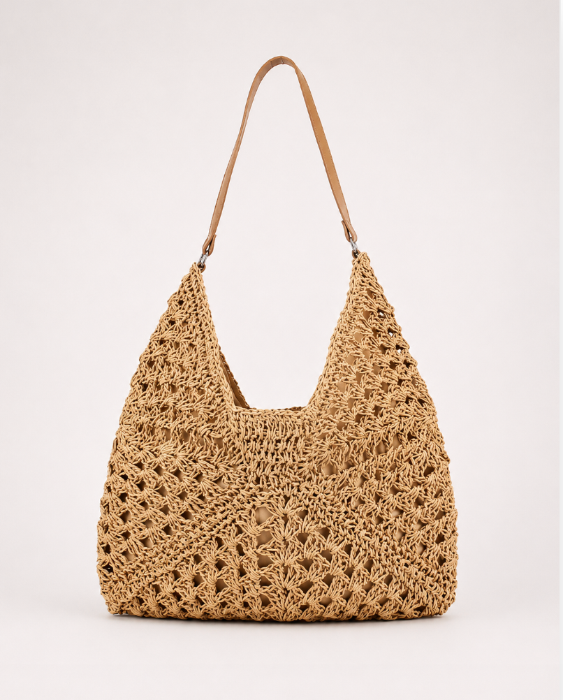 Sac cabas tressé femme à porter à l'épaule