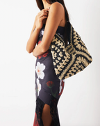 Sac cabas tressé femme à porter à l'épaule