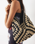 Sac cabas tressé femme à porter à l'épaule