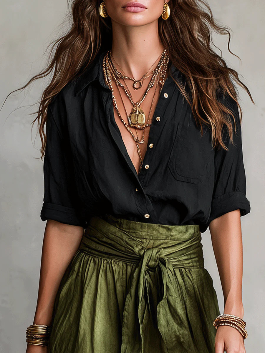 Ensemble deux pièces t-shirt et jupe midi taille haute pour femme