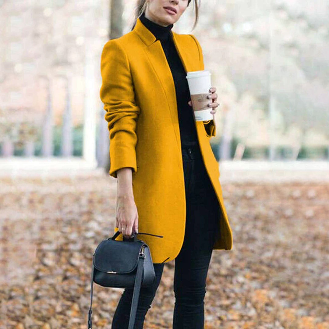 Manteau Long Femme Cintré Et Boutonné Mi-Saison