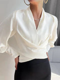 Blouse Femme Fluide À Manches Bouffantes Et Col En V