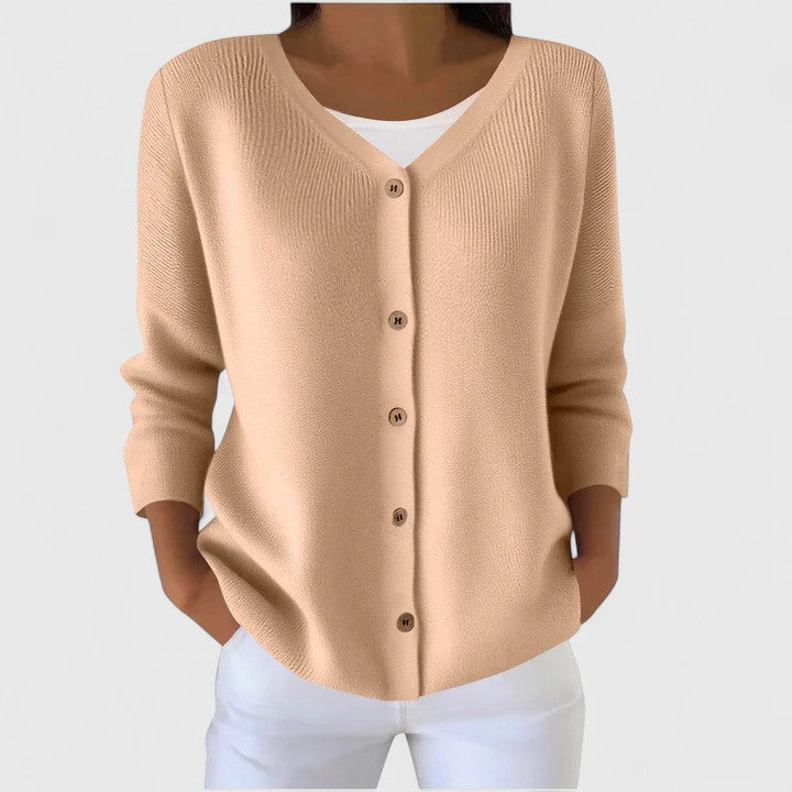 Cardigan en tricot à capuche et fermeture boutonnée pour femme
