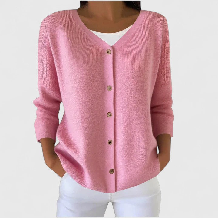 Cardigan en tricot à capuche et fermeture boutonnée pour femme