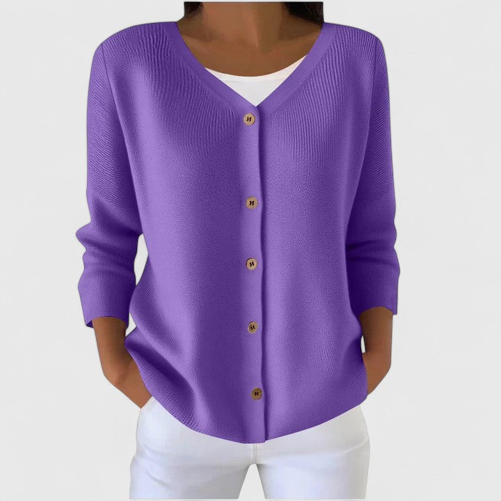 Cardigan en tricot à capuche et fermeture boutonnée pour femme