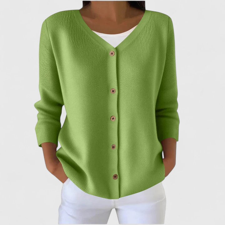 Cardigan en tricot à capuche et fermeture boutonnée pour femme
