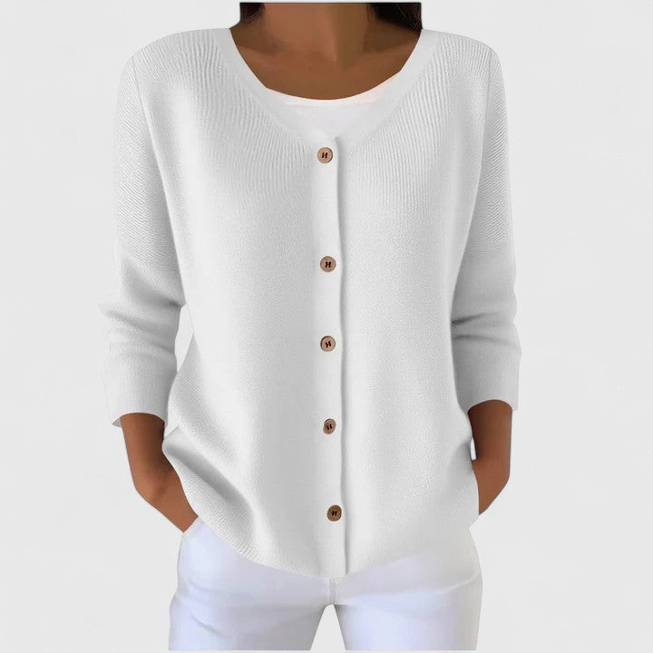 Cardigan en tricot à capuche et fermeture boutonnée pour femme